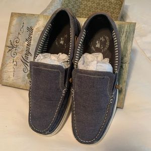 Margaritaville faded blue canvas slipper boat shoe sz 11